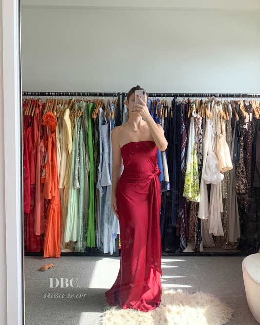 MISHA Collection Lilia Satin Maxi Beetroot