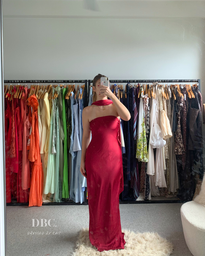 MISHA Collection Lilia Satin Maxi Beetroot