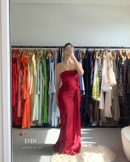 MISHA Collection Lilia Satin Maxi Beetroot