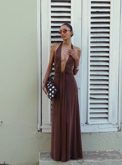 MISHA Collection Jennifer Cupro Maxi Brown
