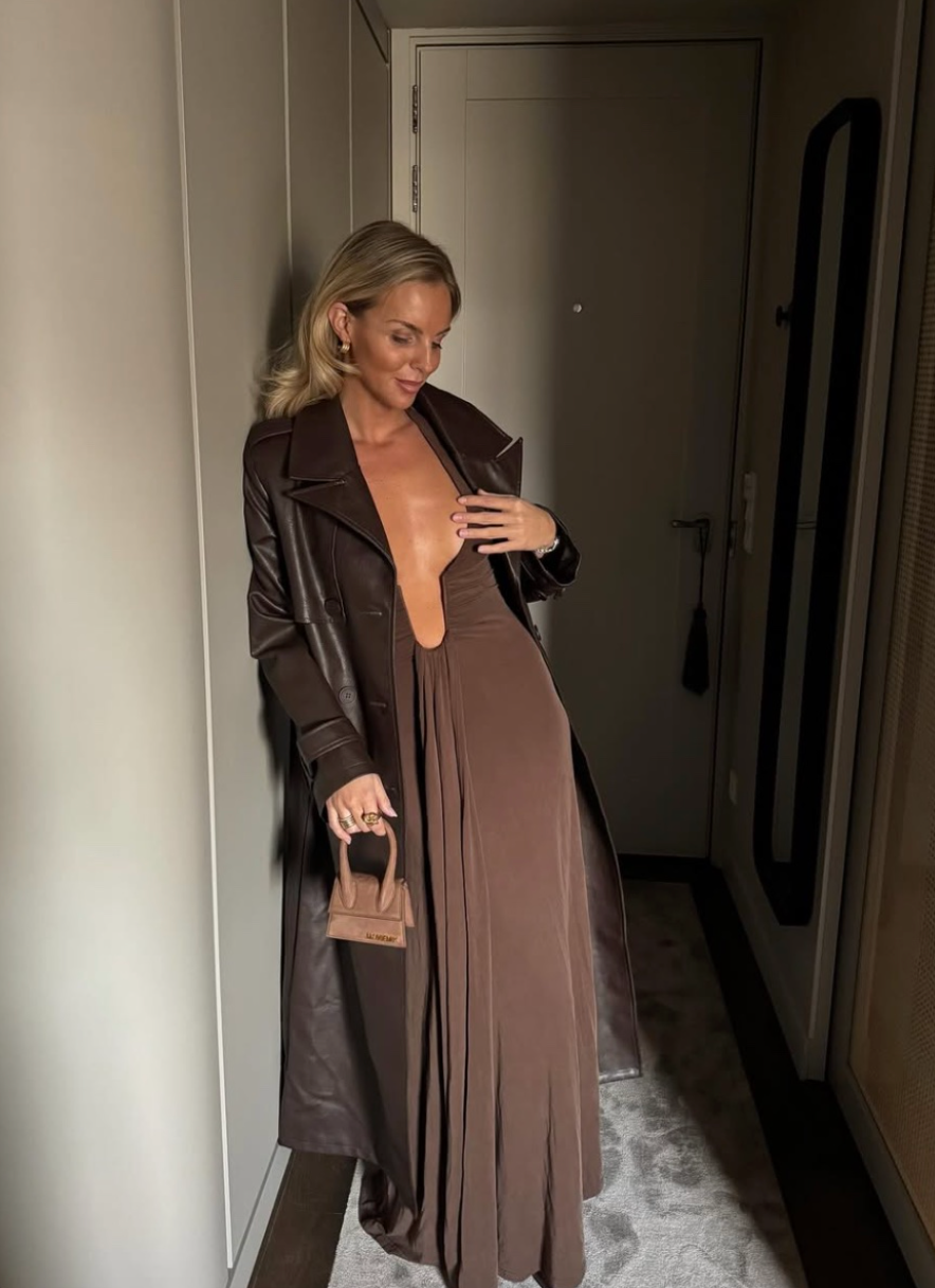 MISHA Collection Jennifer Cupro Maxi Brown