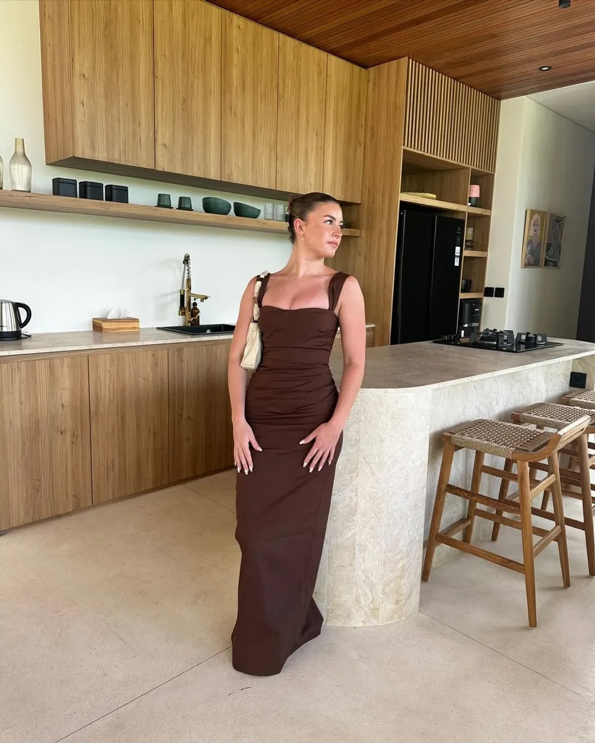 SIR the Label Dahlia Balconette Maxi Brown